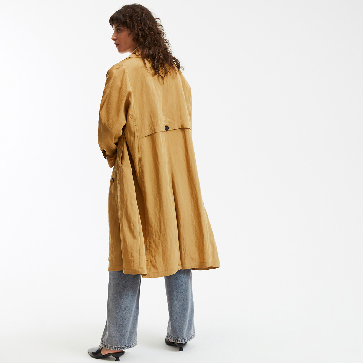 COLEÇÕES LA REDOUTE<br>Trench coat longo com fechamento por botões