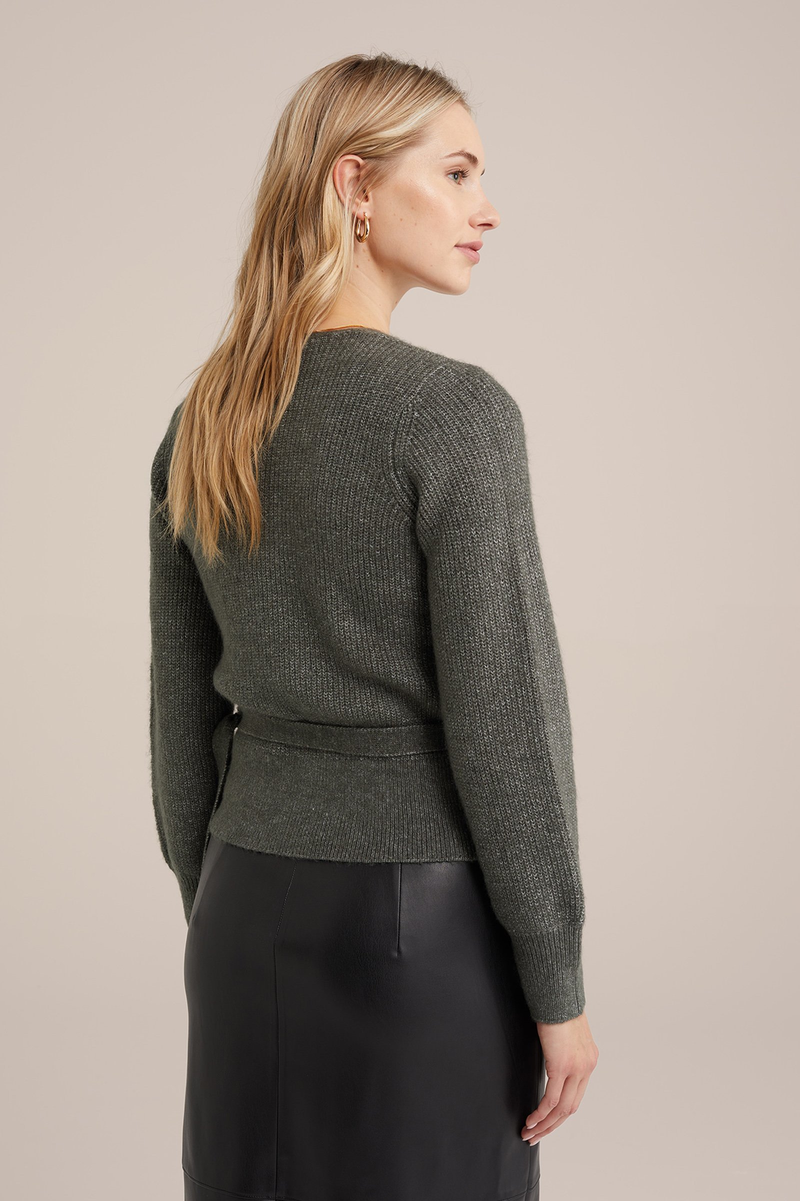 gebreid overslagvest WE Fashion Grijsgroen