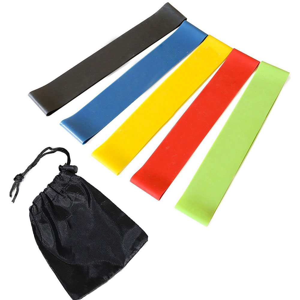 (5er Set) Gummi Fitness Übungsbänder / Widerstandsbänder / Gymnastikbänder für Training / Yoga / Pilates - Bunt
