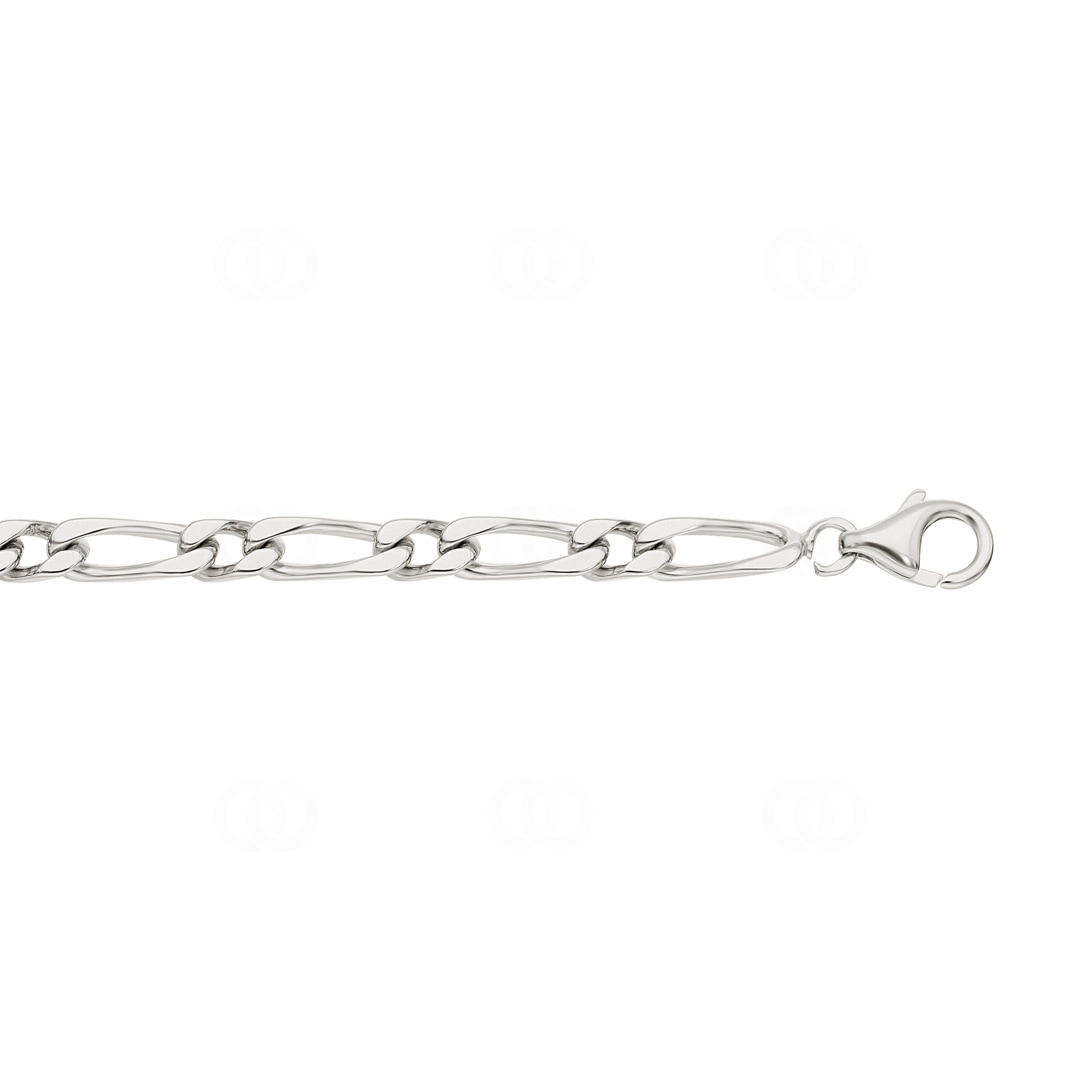 Gravurarmband Figaro 1+1 925 Silber rhodiniert 4.4mm