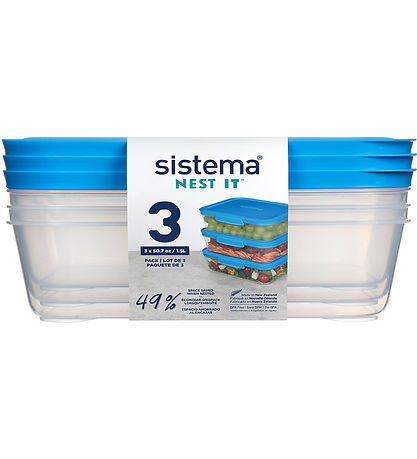 Sistema Opbevaringsbokse - 3-pak - Nest It - 1,5 l - Blå
