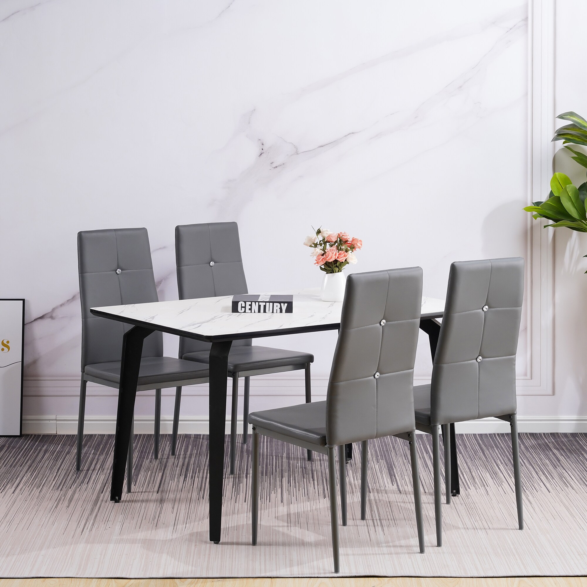 Albatros Esszimmerstühle DIAMOND 4er Set, Weiss - Edler Diamant-Look, Polsterstuhl mit Kunstleder-Bezug, Modernes Stilvolles Design am Esstisch Küchenstuhl Stuhl Esszimmer hohe Belastbarkeit