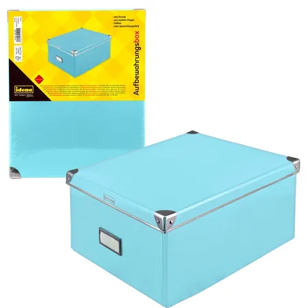 Idena Box türkis FSC-Rec mit Deckel, 36 x 28 x 17 cm