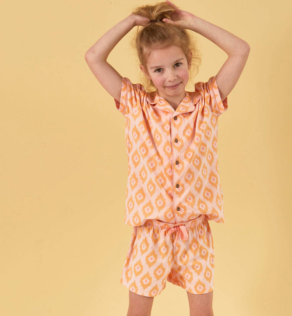 Little Label shortama met all over print oranje
