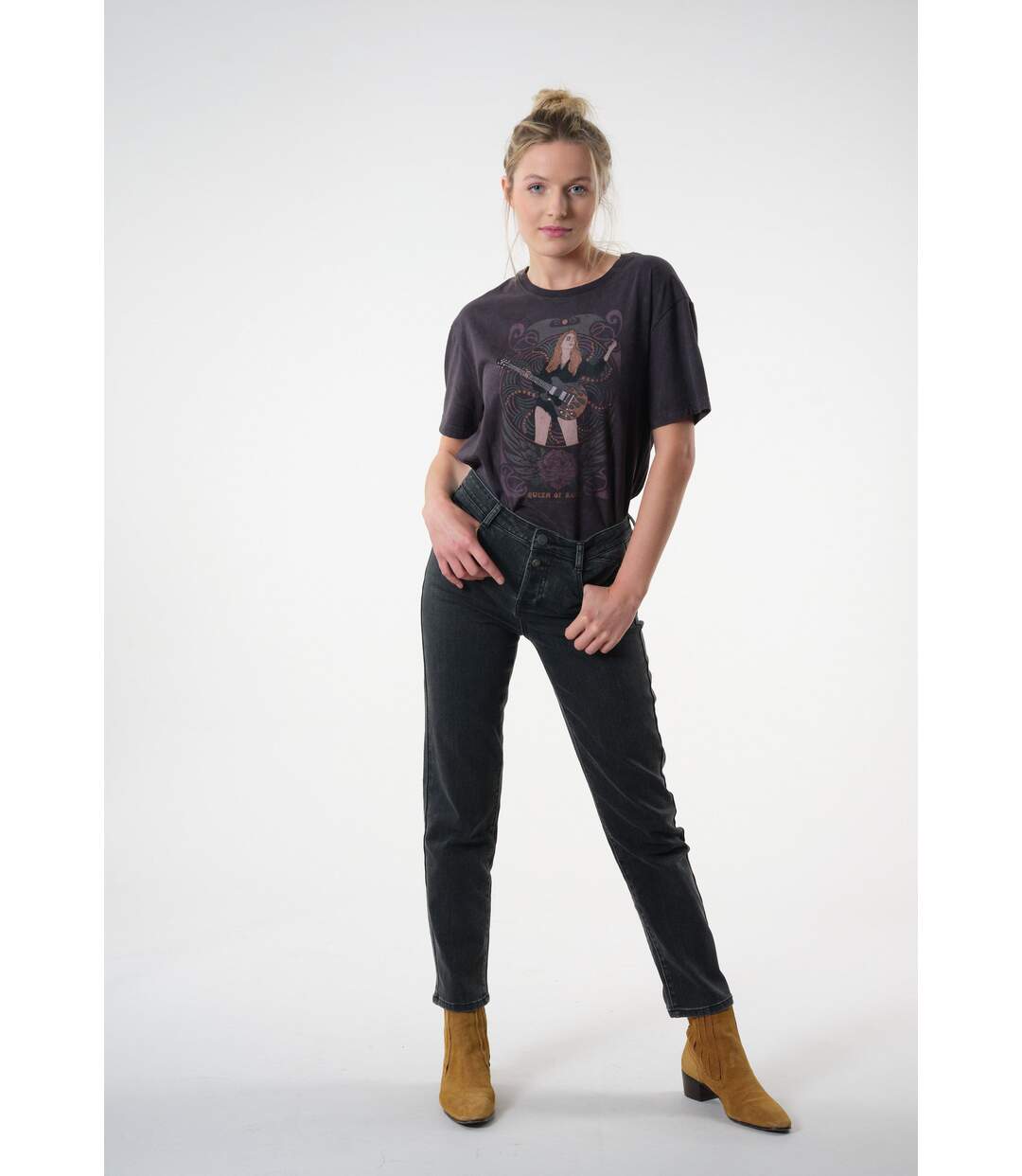 Jeans noir effet usé RITA