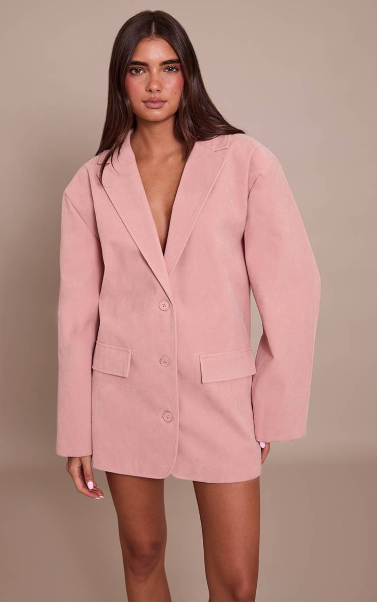 Rose Robe Blazer Structurée En Synthétique