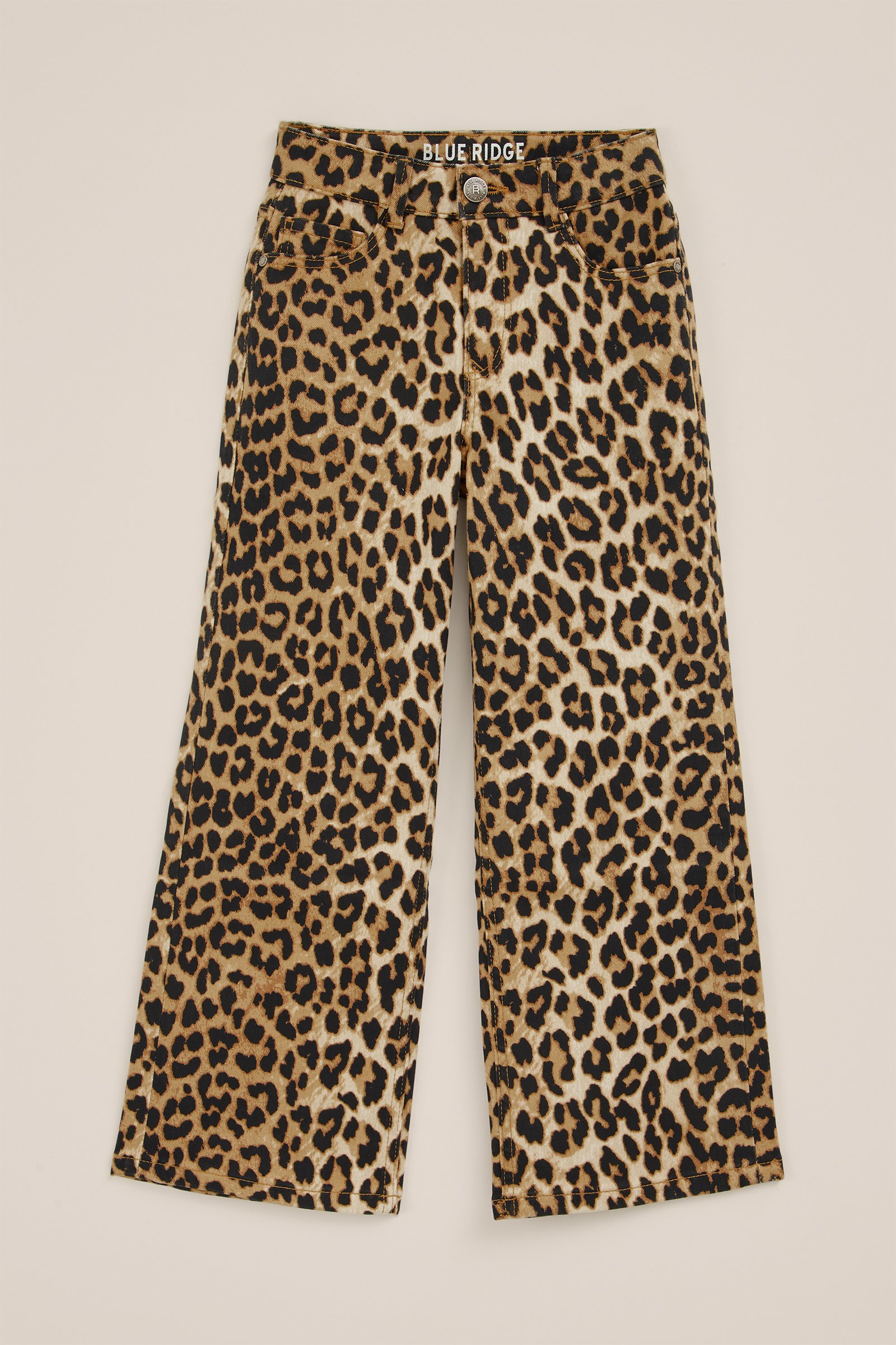 Meisjes wide leg jeans met luipaard print Blue Ridge Lichtgeel