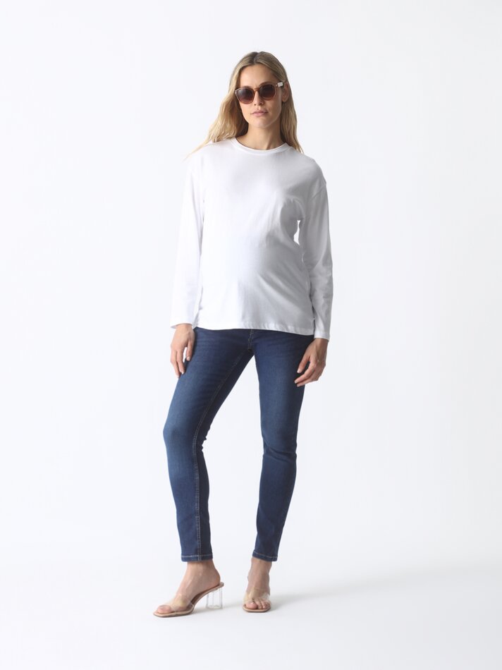 Calça jeans skinny para gestantes - Azul escuro