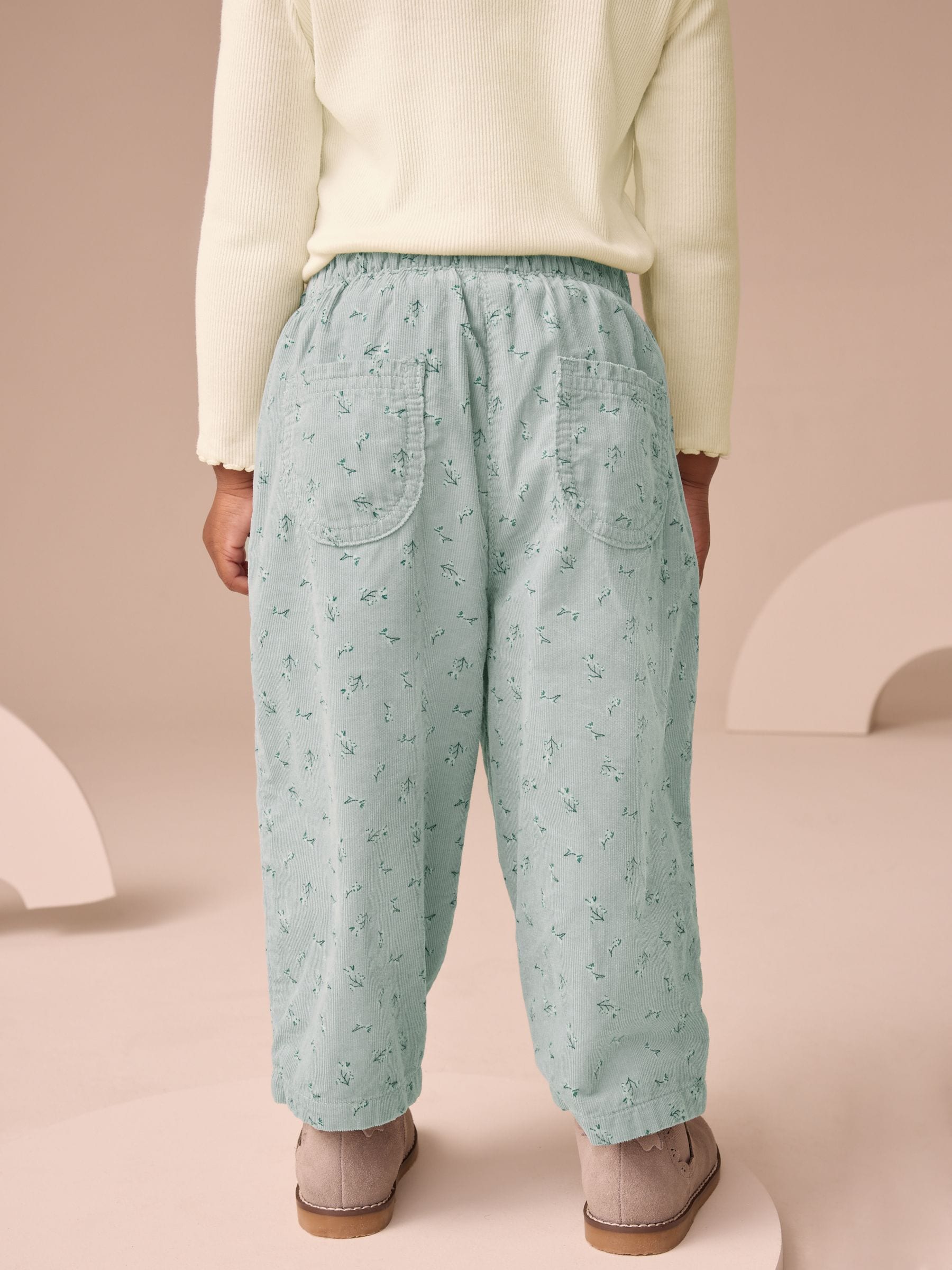 Blauw bloemenprint - Corduroy broek (3mnd-7jr)
