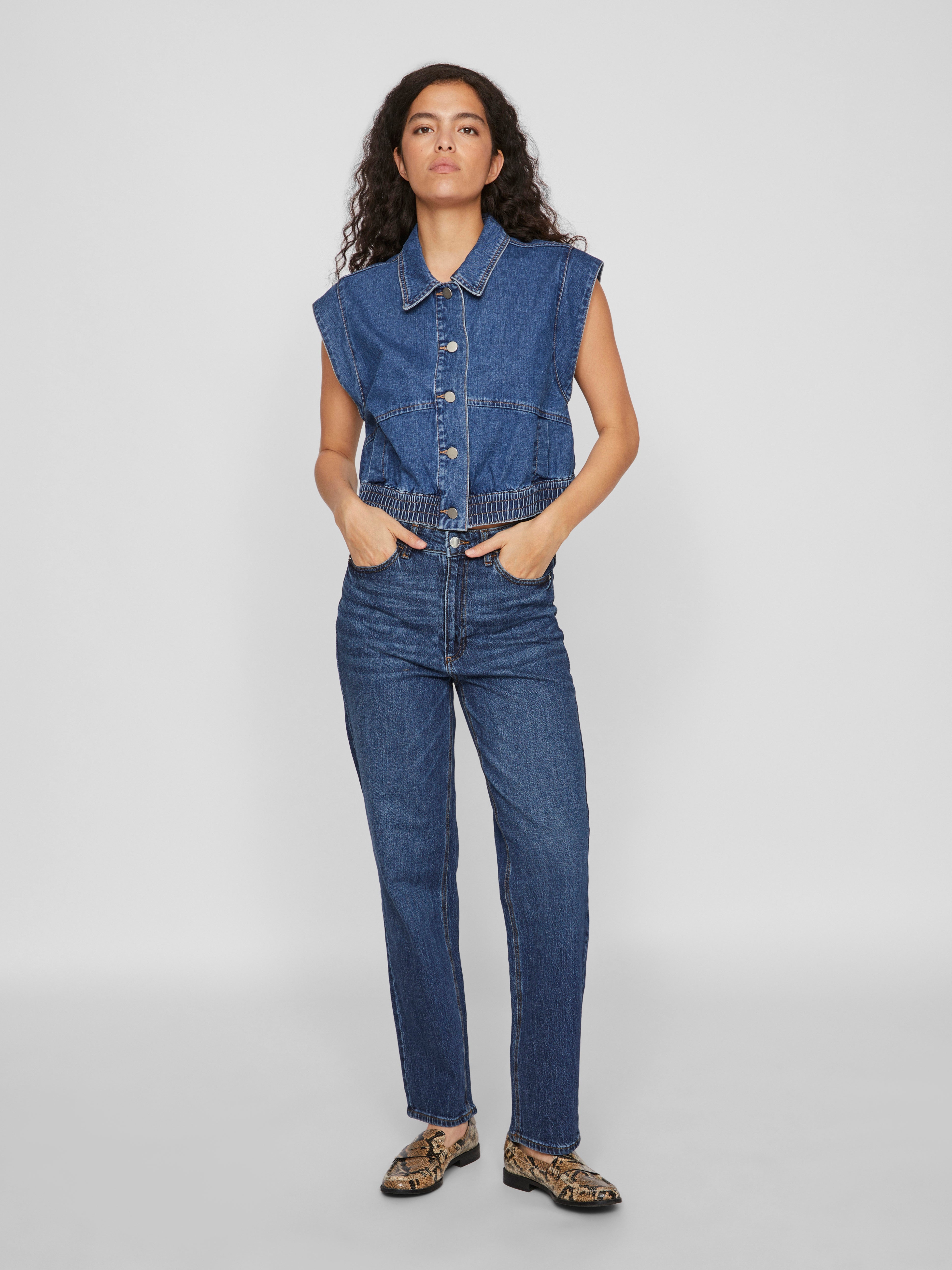 Vila  Vica S/L denimvest - Medium Blue Denim