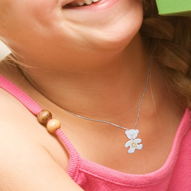 Pendentif OURSON Argent - Lettre Q plaqué Or Jaune