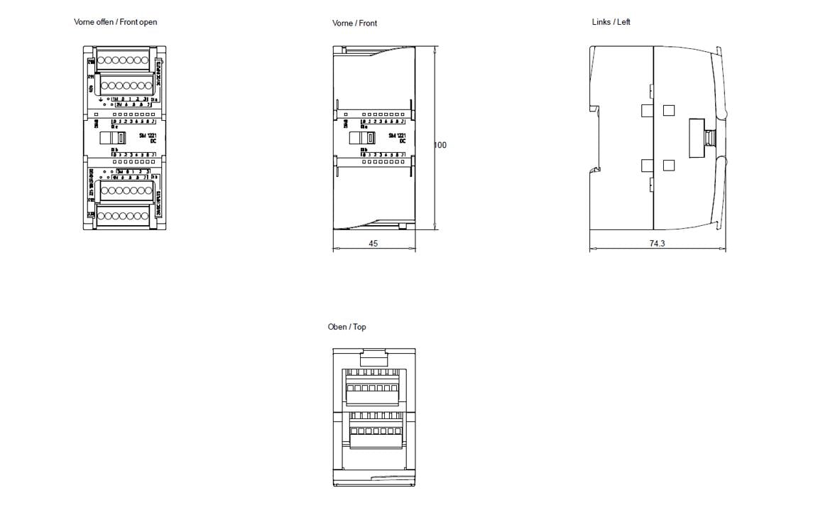 SIMATIC S7-1200 SM 1221, DI 16 x 24 V DC<br>Digitaleingabe Signal Module