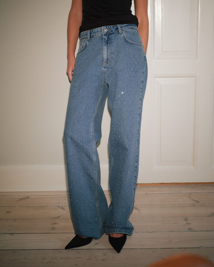 Neo Noir Simona Bedazzled Pants Stonewash