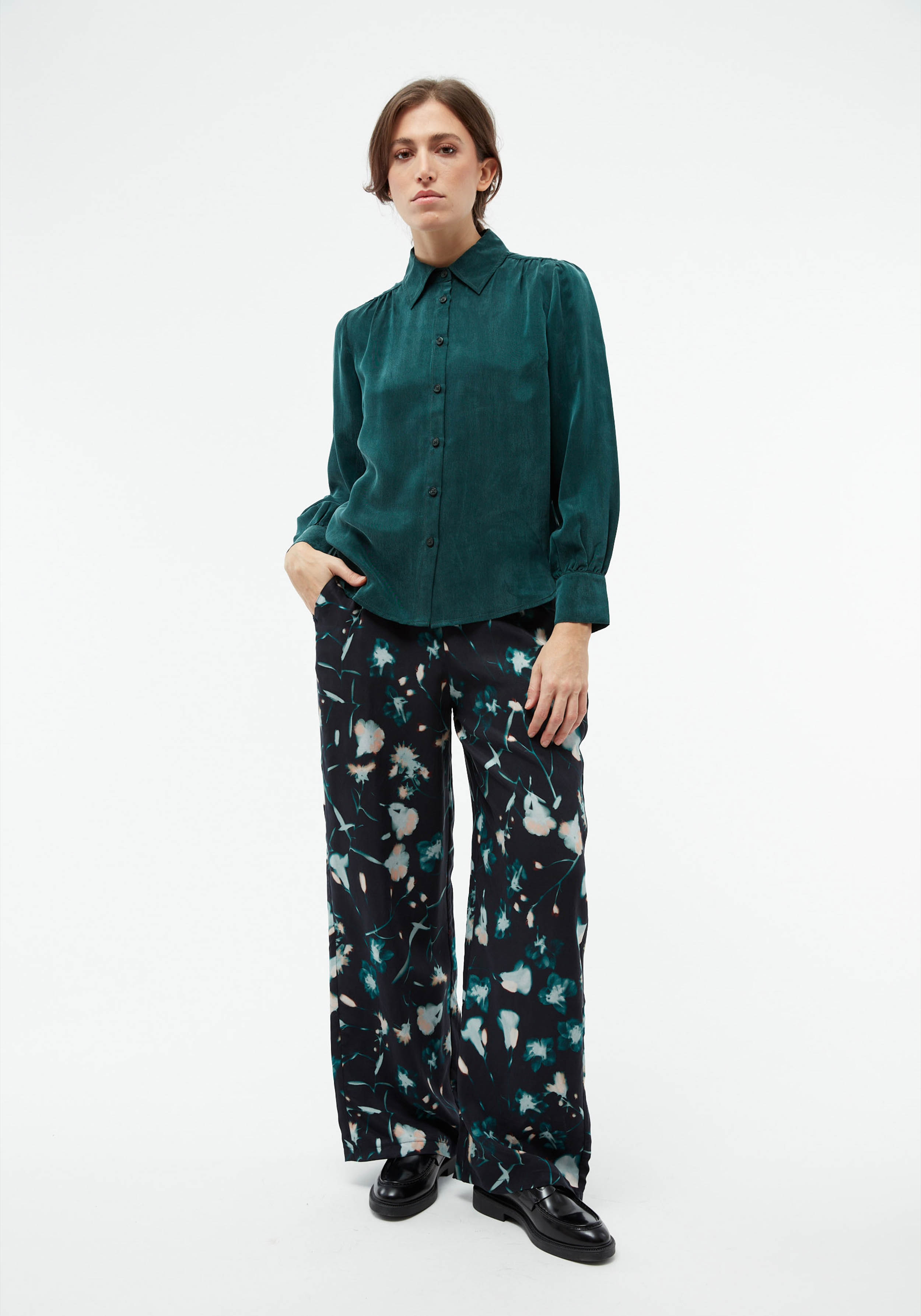 Givn Berlin Hose GBMarla Black/Dark Teal (Flowers)