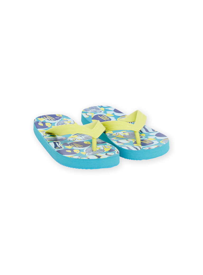 Tongs bleues à imprimé poisson enfant garçon