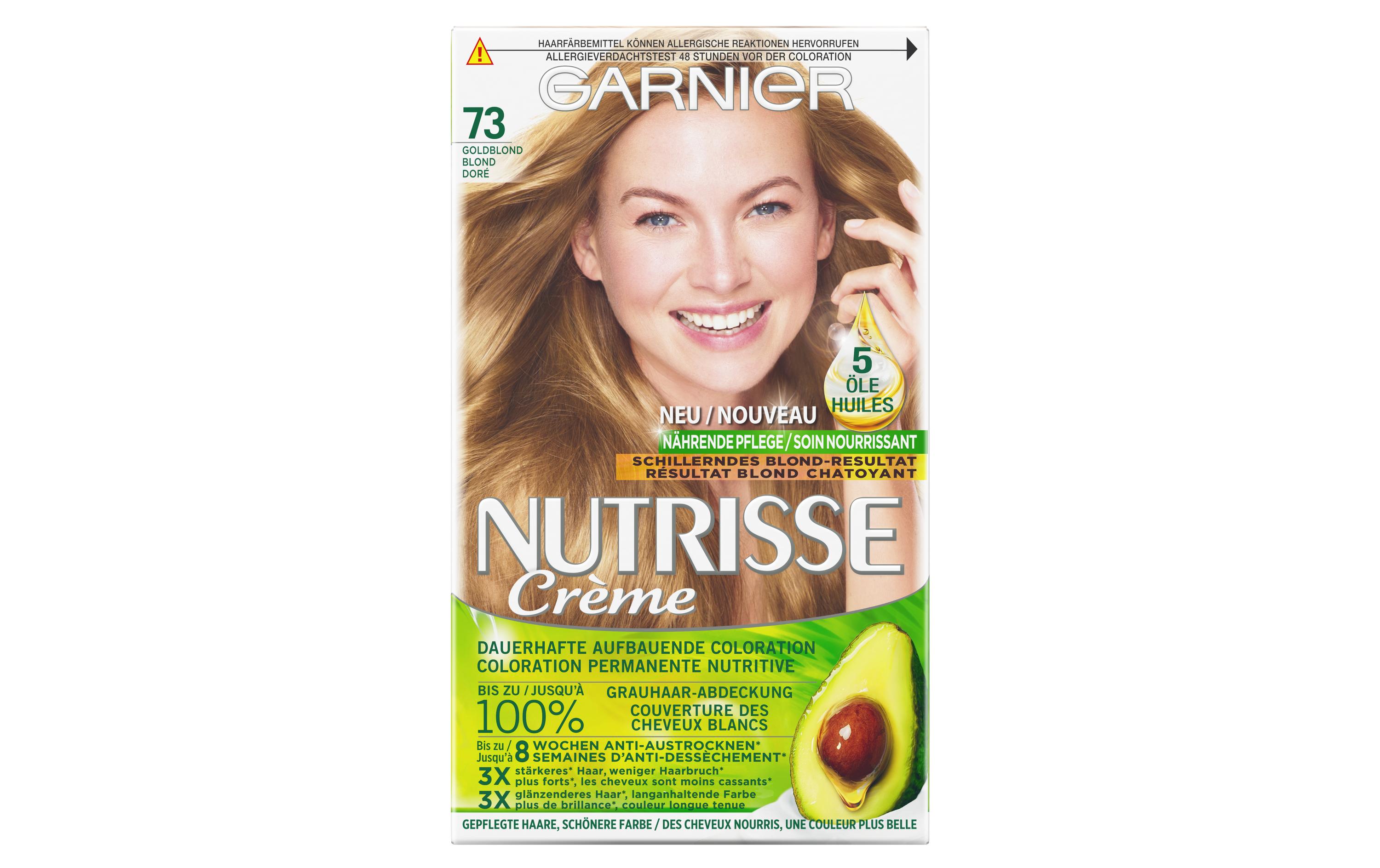 Haarcoloration Nutrisse Crème 73 GoldblondHaarfarbe verleiht dem Haar seidig strahlenden Glanz