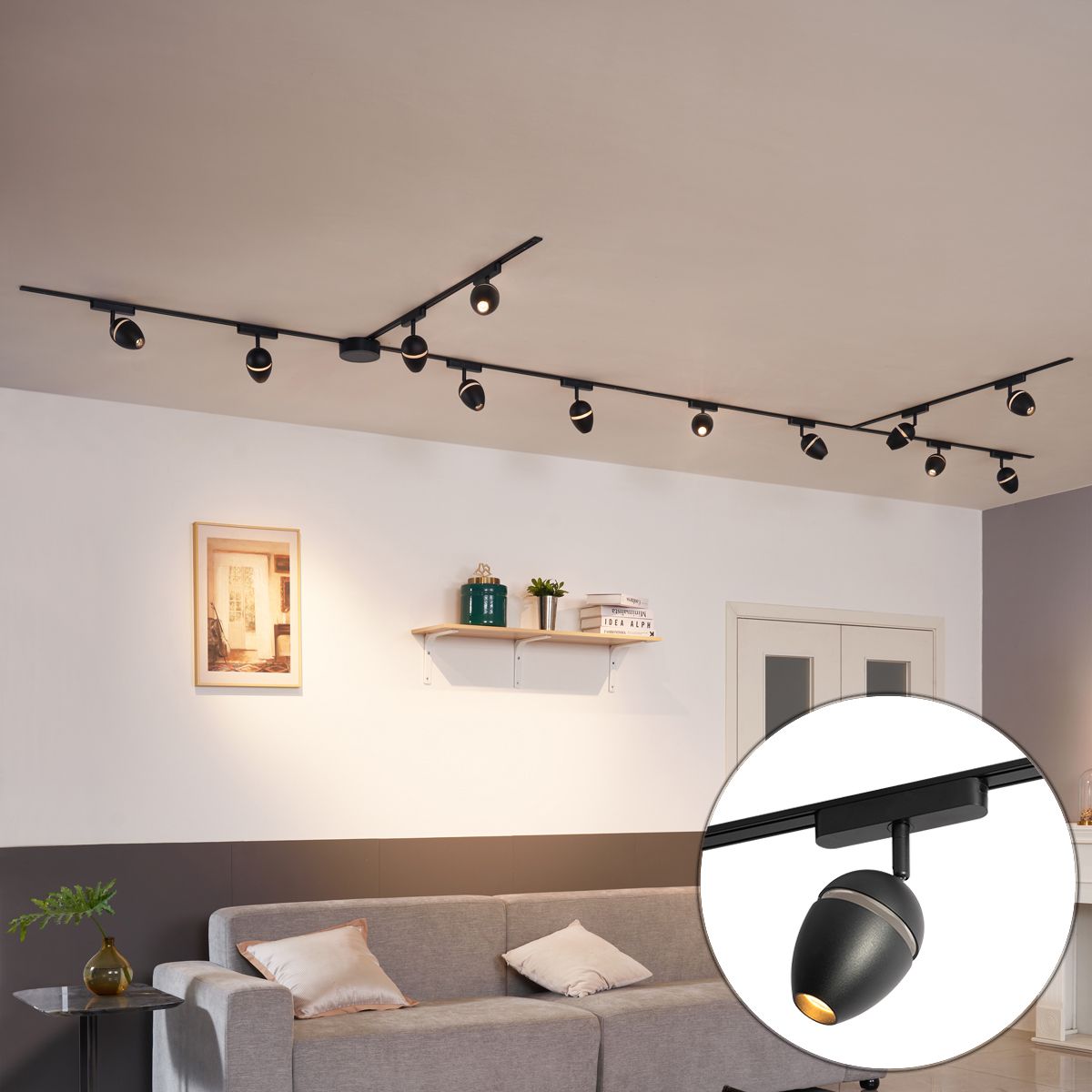 Modern railsysteem met 12 spots zwart 1-fase - Magnetic Eggy