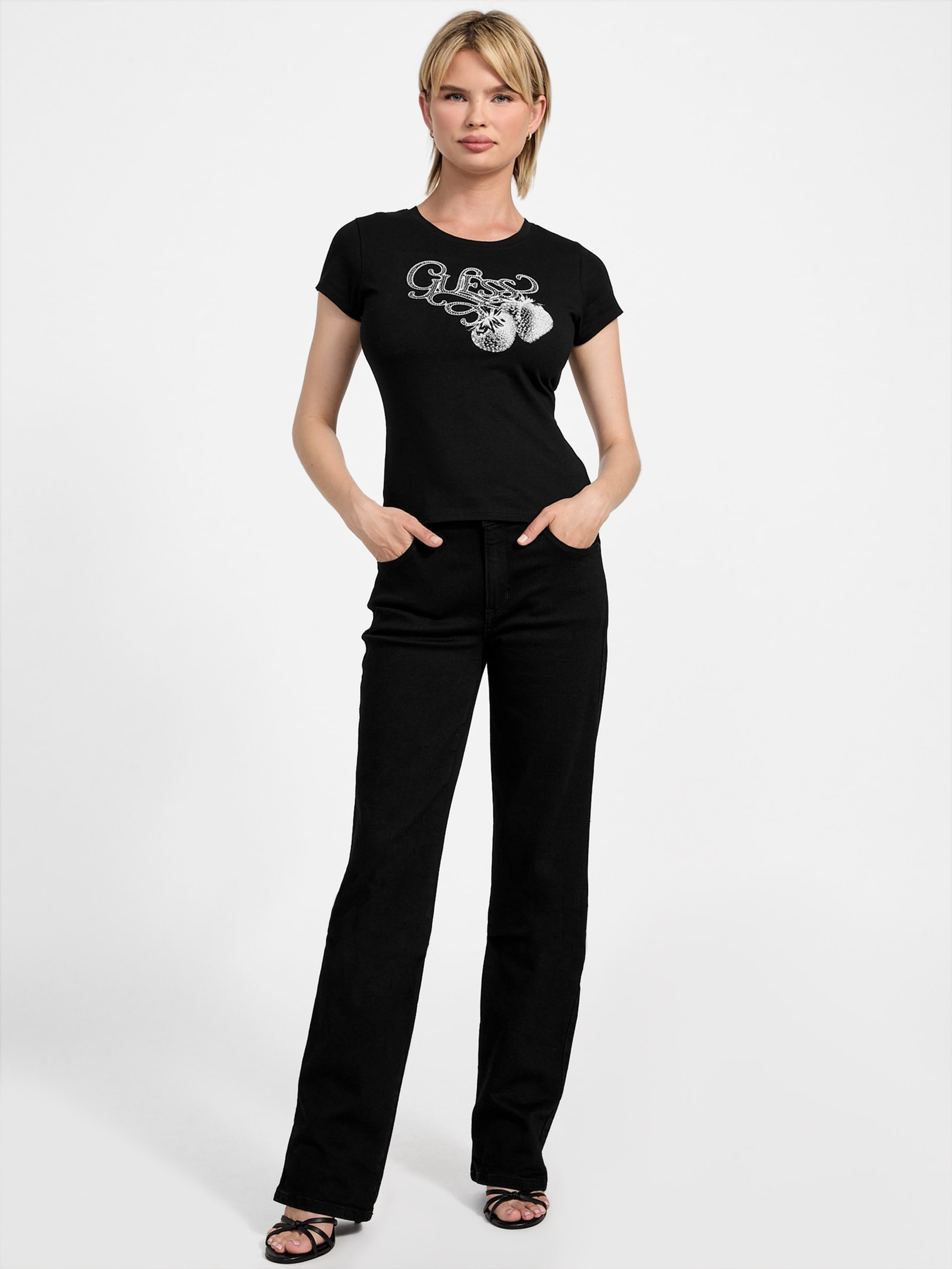 Camiseta Eco Strawberry Logo com Strass