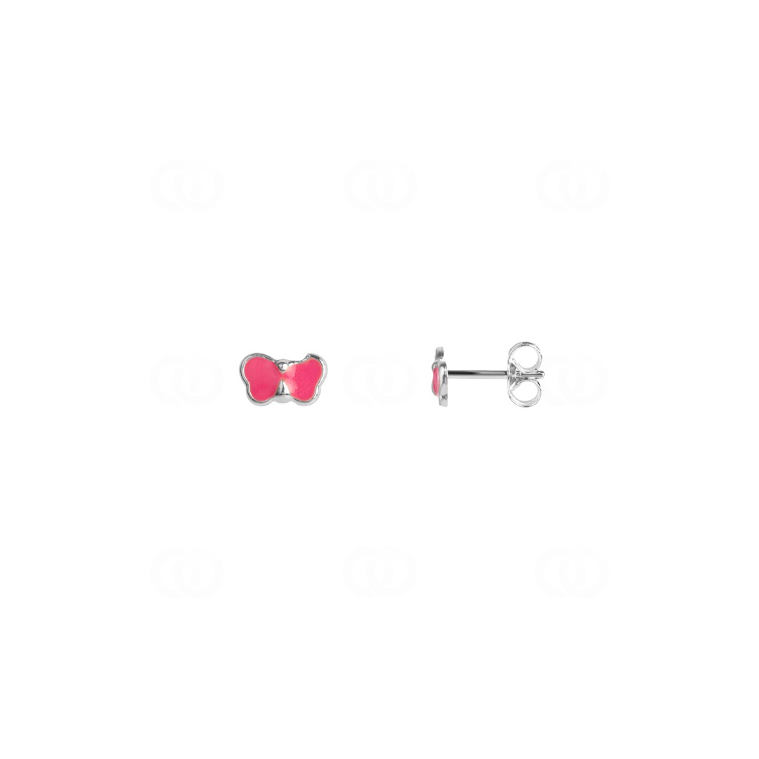 Ohrstecker 925 Silber Schmetterling mit rosa Lack