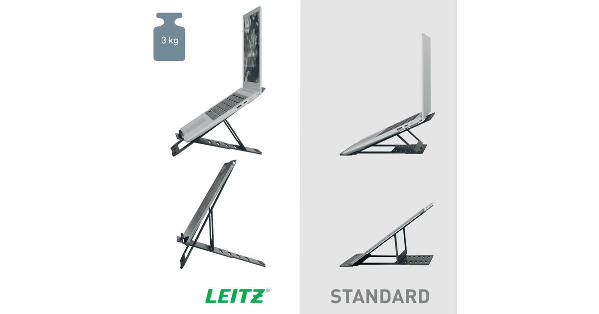 LeitzErgo Aluminium Ultraplatte Verstelbare Laptopstandaard  (Donkergrijs)