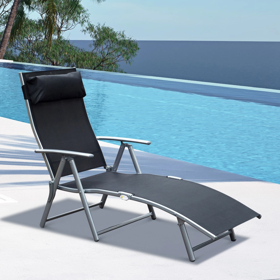 Outsunny Gartenliege mit Kissen schwarz