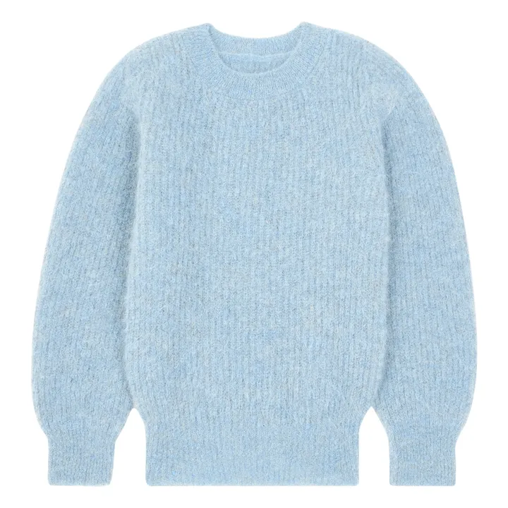 SMALLABLE BASICS Pull Fille Col Rond à Manches Ballon Alpaga | Bleu ciel
