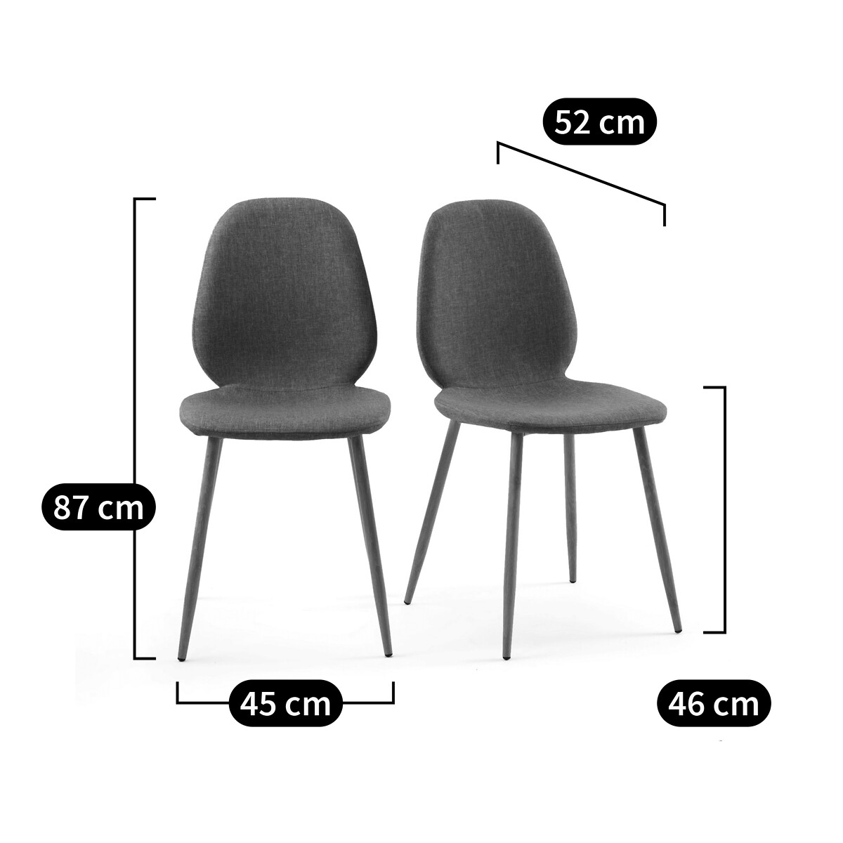 LA REDOUTE INTERIEURS<br>Conjunto de 2 cadeiras Leena
