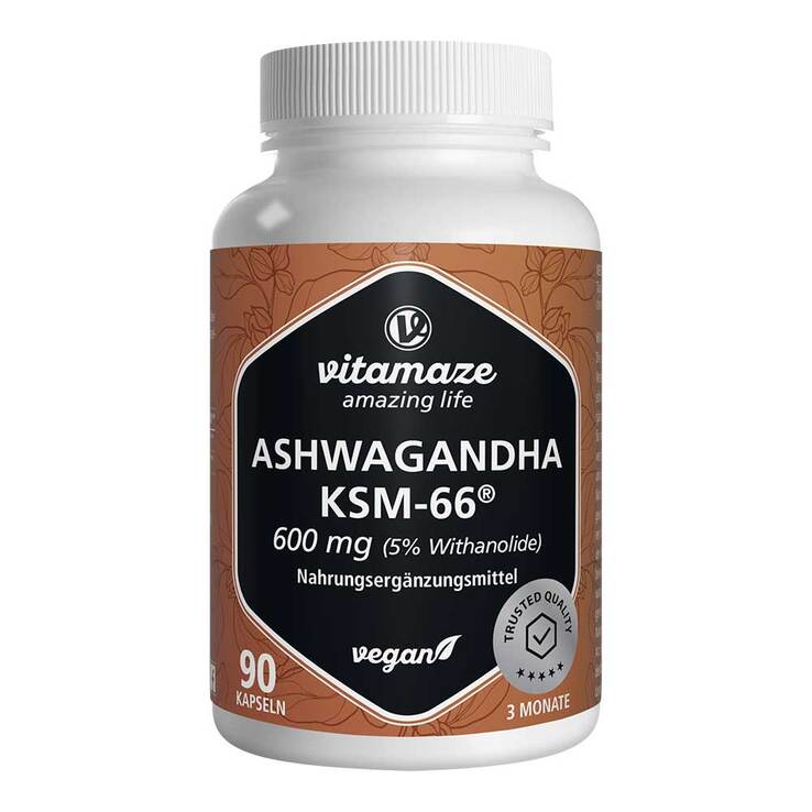 Ashwagandha Ksm-66 600mg Extrakt hochdos.veg.Kapseln , 90 St