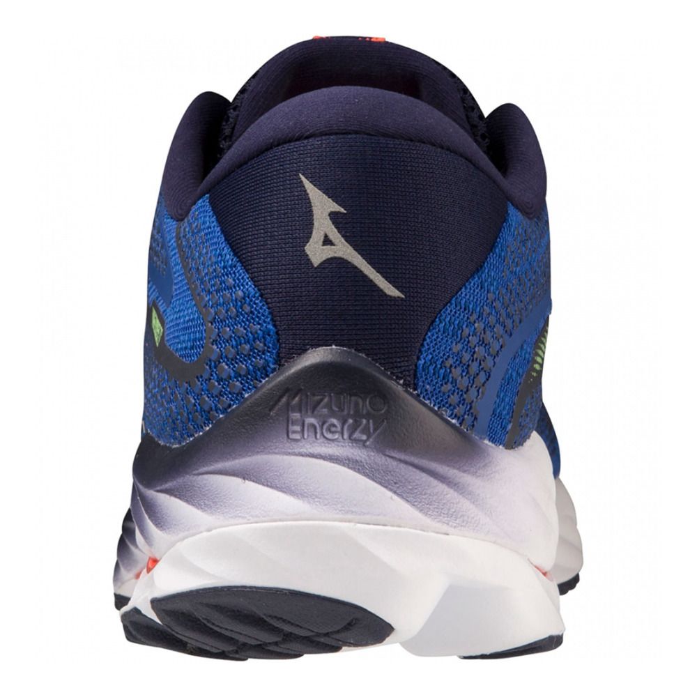 Mizuno WAVE RIDER 27 - Chaussures running Homme surf the web/white/neon flame