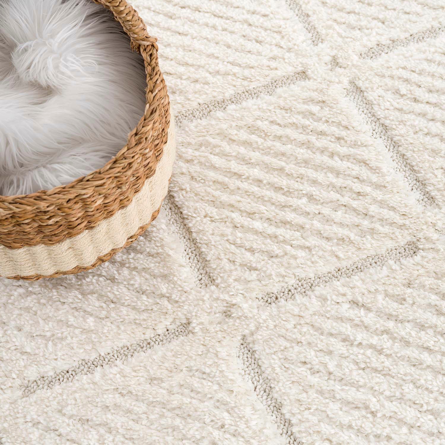 my home Hochflor-Teppich »Tammo« rechteckig 20 mm Höhe Läufer, weich, uni, Rauten-Optik, Hoch Tief Struktur, Wohnzimmer