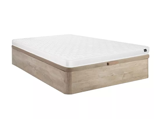 Ensemble 140 x 190 cm sommier coffre naturel clair + matelas mousse ép.15cm - DANAE II de YSMÉE
