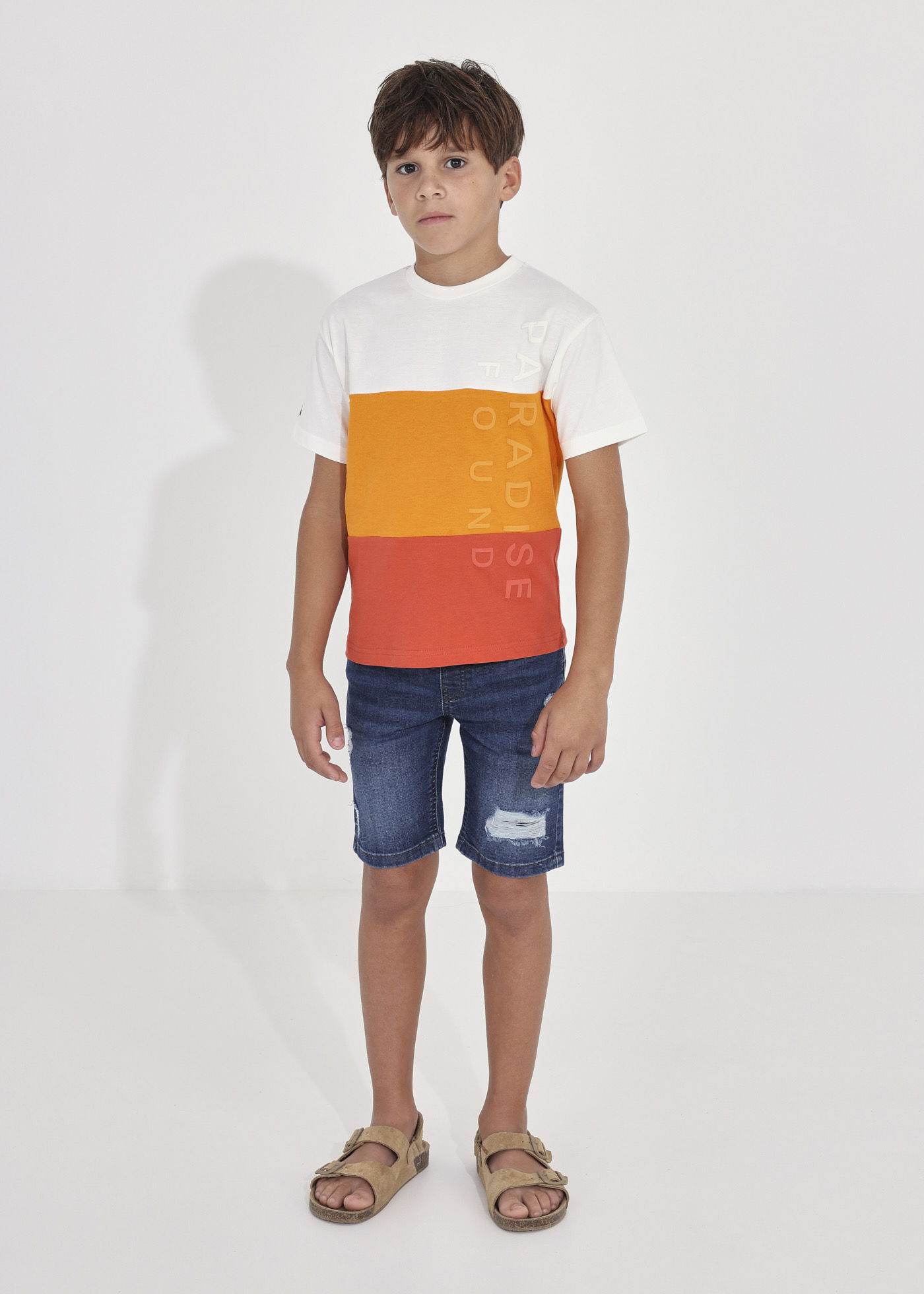 Camiseta infantil masculina estampada em algodão sustentável