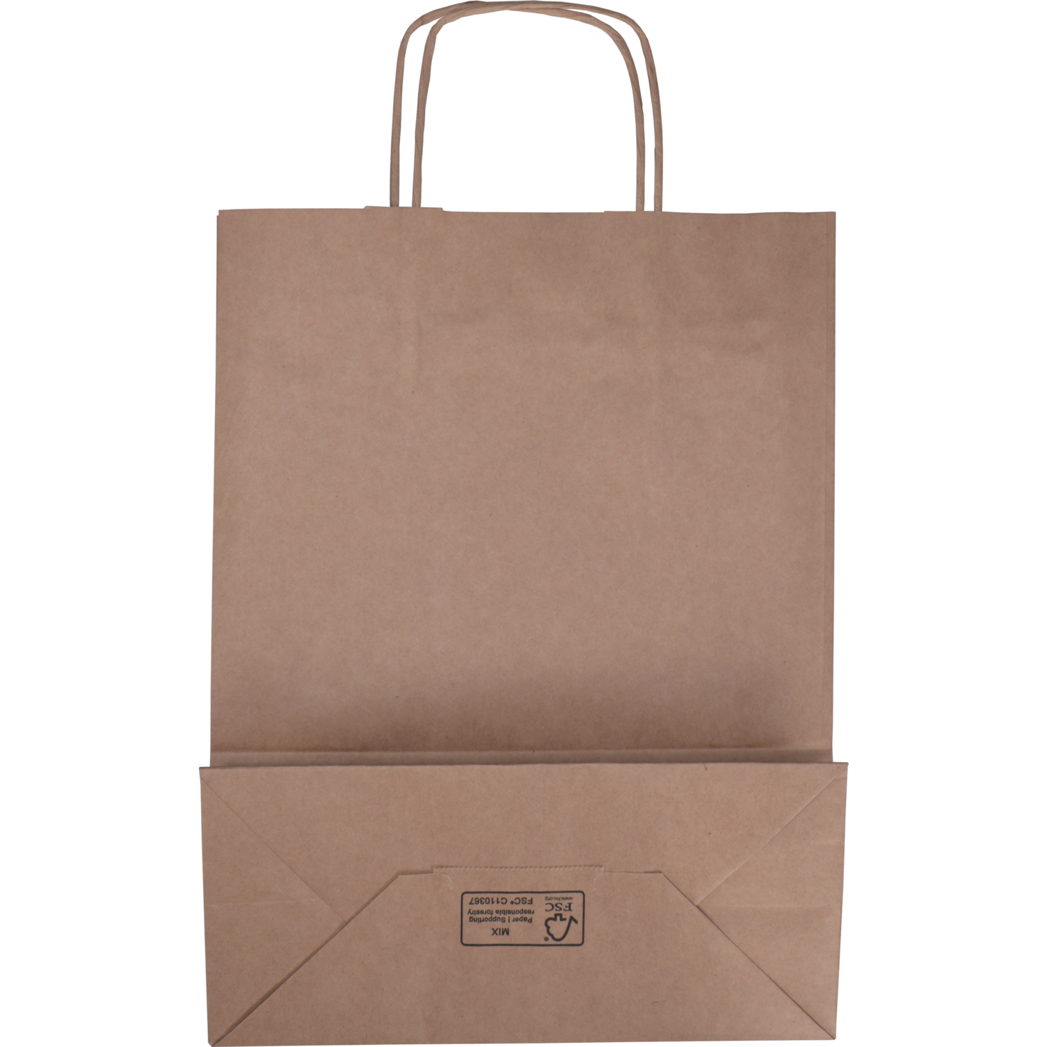 Tas, Kraftpapier, gedraaid papieren koord, 26x 12x34cm, draagtas, bruin