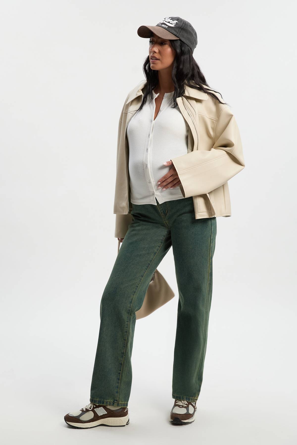 boohoo Jeans droits pour femmes enceintes avec taille placée sur le ventre