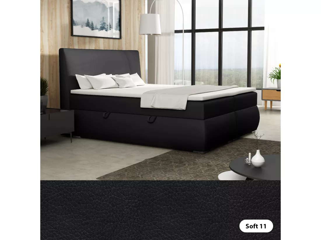LIT BOXSPRING avec tiroirs de rangement Buffalo 180x200 cm, Soft 11 (Noir)