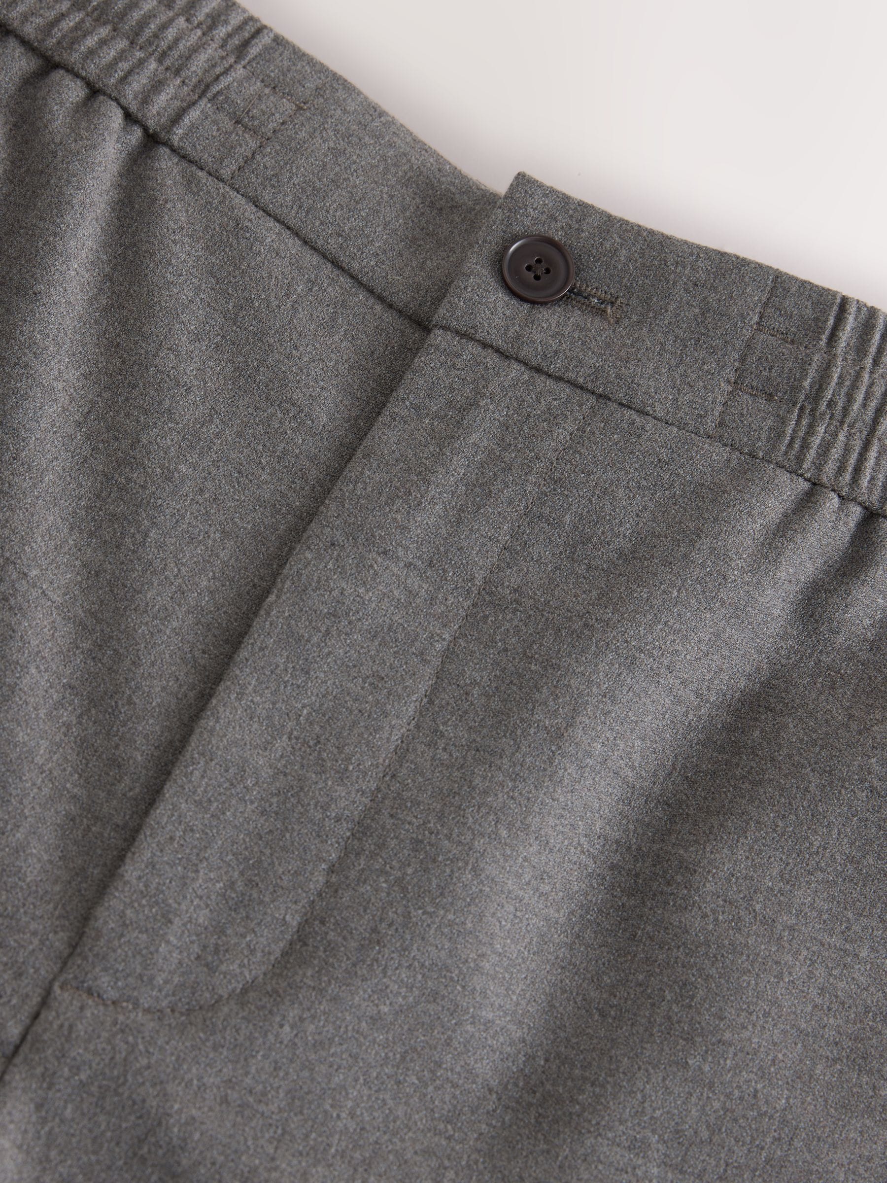 Taupe - Elasticated Waist Wool Rich Textured Formal Trousers