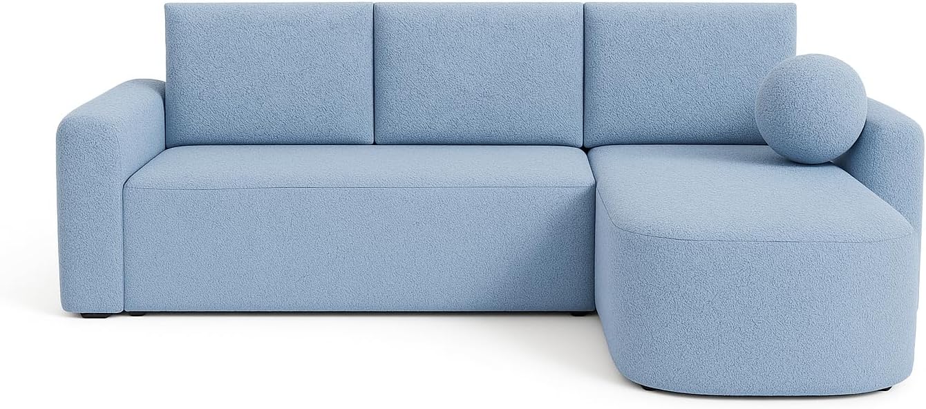 Ecksofa Milo mit Schlaffunktion und Bettkasten 200x138 cm Komfort, Eleganz & Funktionalität (Monte 71 - blau)