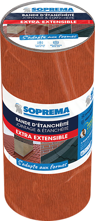 Bande d'étanchéité Extensible Soprema terre cuite 30cm x 5m, ép. 1.6mm