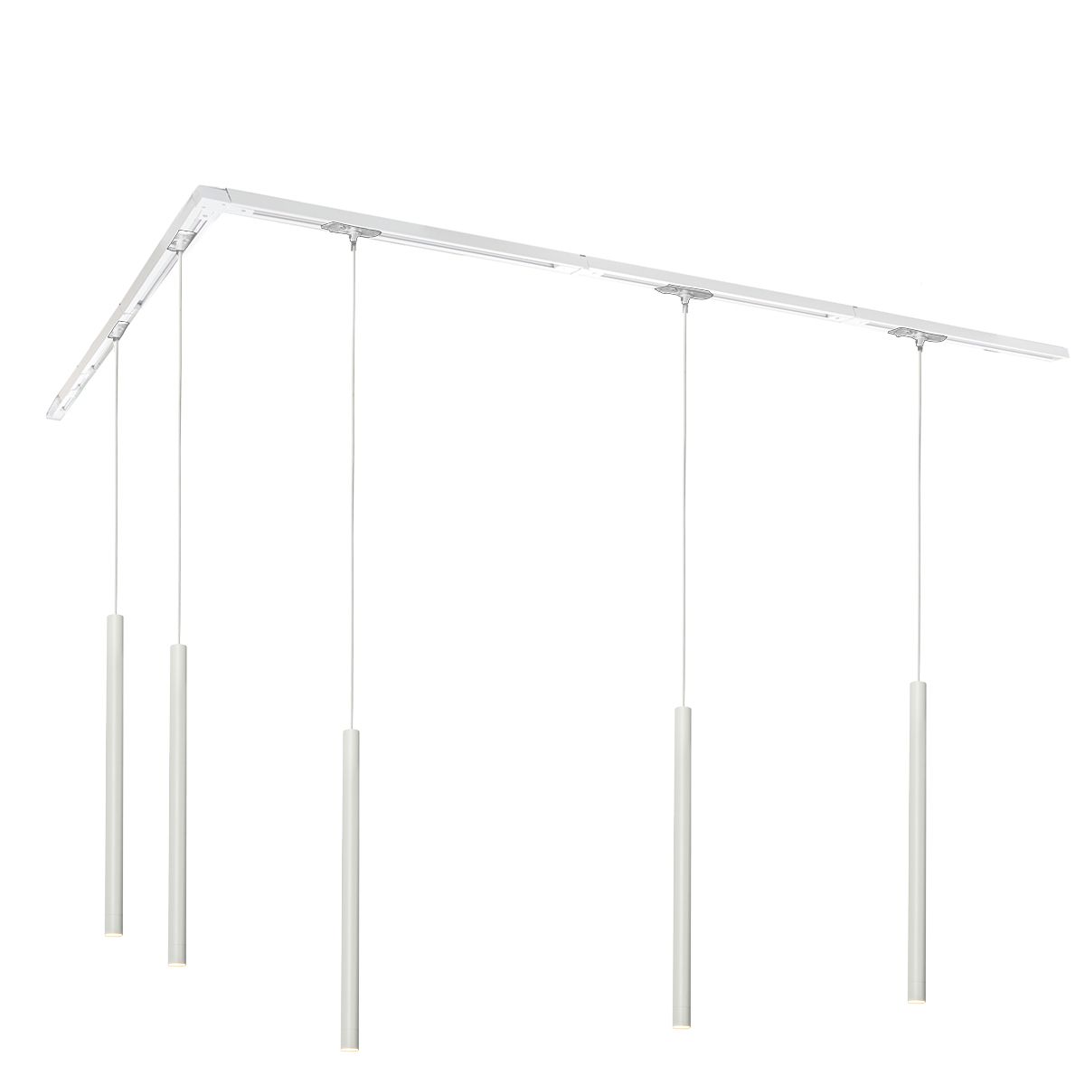 Modern railsysteem met 5 hanglampen wit 1-fase - Iconic Frini