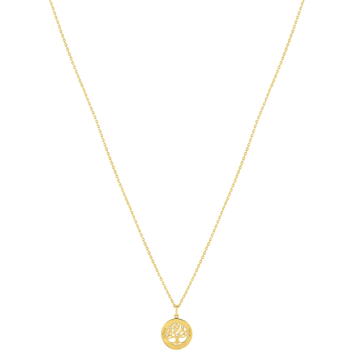 Collier plaqué or arbre de vie personnalisable zirconias 44,5 cm