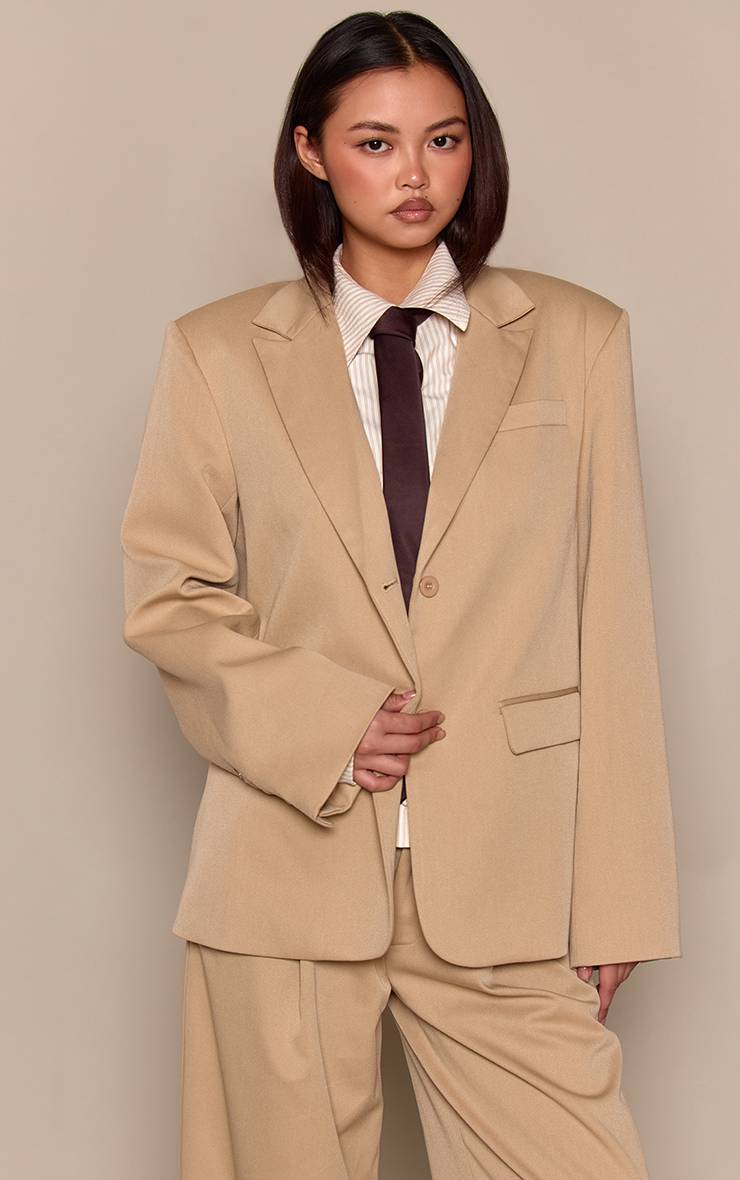 Blazer Oversize Dad Tailleur Tissé Beige