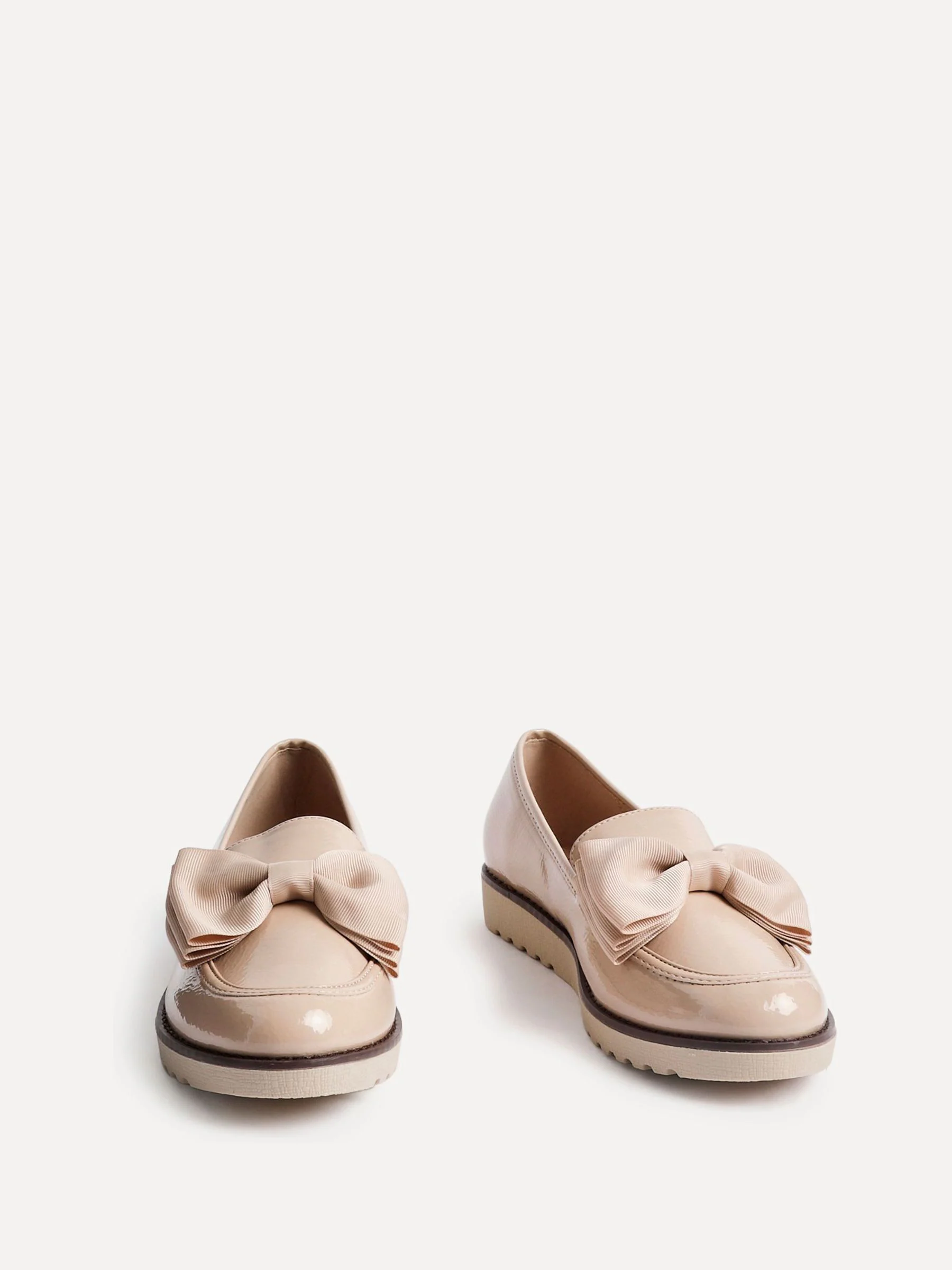Licht beige - Linzi Cathy loafers met plateauzool en grote strik