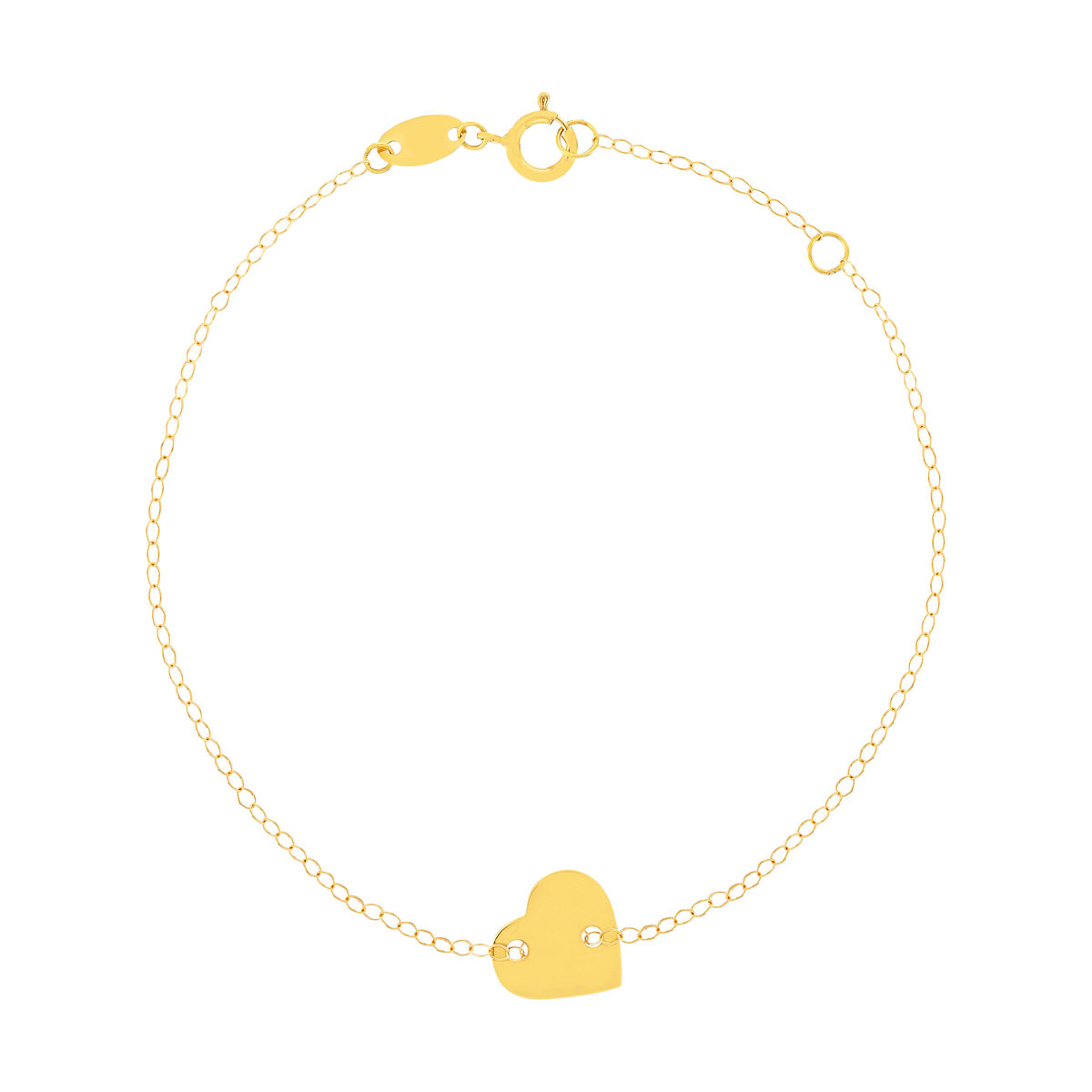 Bracelet or jaune 750 18 cm motif coeur