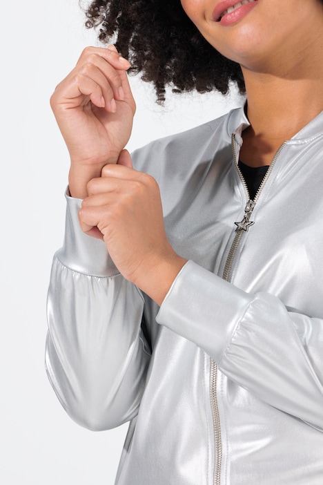 Blouson, Silber-Metallic, Zipper
