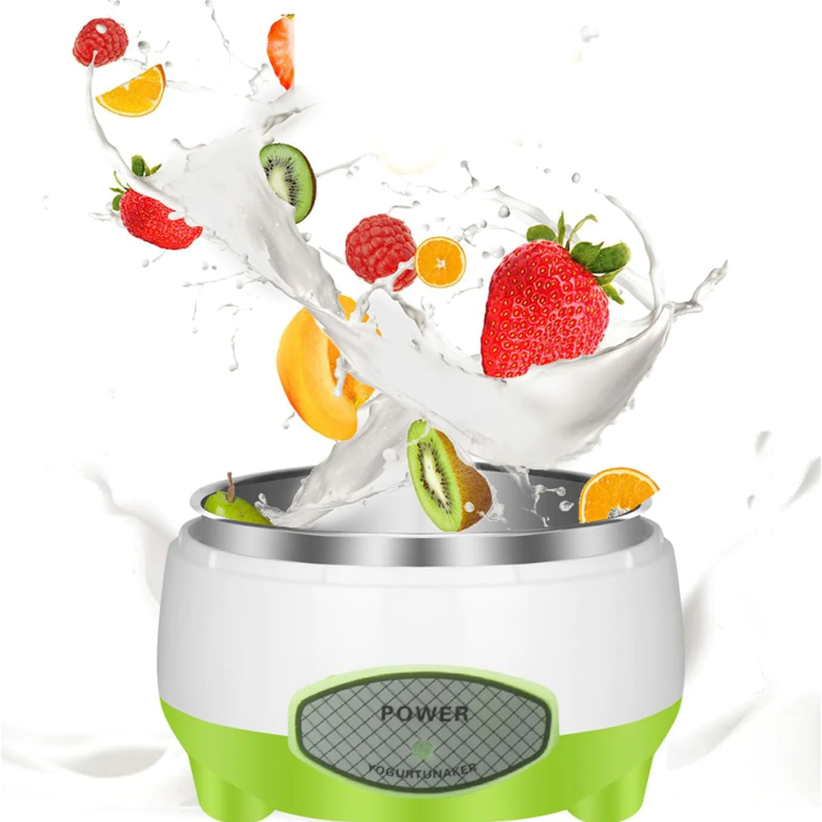 Machine à Yaourtière de 1L avec Récipient en Acier Inoxydable 15W vert