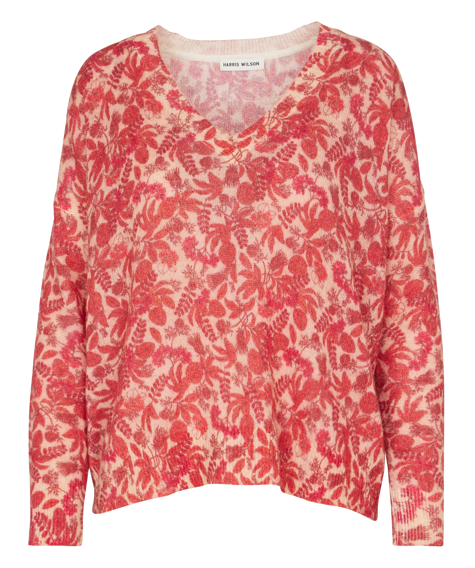 ERMINE - Pull col V en laine mélangée | Rouge