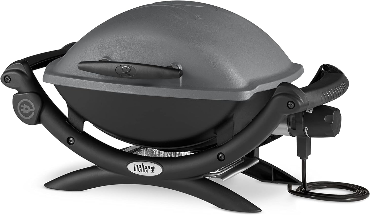 Weber Q1400 Barbecue électrique, surface de cuisson 43 x 32 cm, nomade, grille en fonte émaillée divisée en 2 parties, couvercle et cuve en fonte d'aluminium - Gris foncé (52020053)
