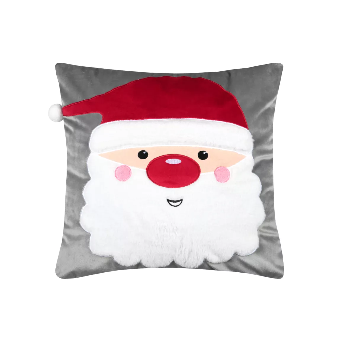 Coussin de Noël carré velours (45 x 45 cm) Edgard Père Noël Gris