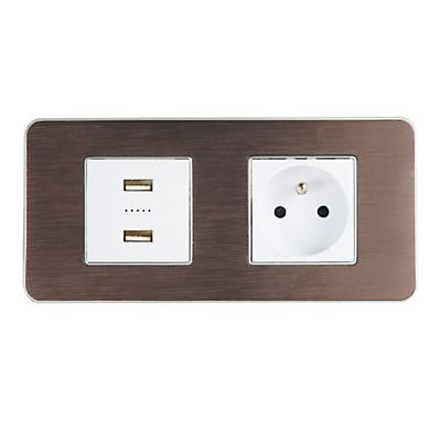 Mécanisme double prise USB Colours Kalya blanc glossy