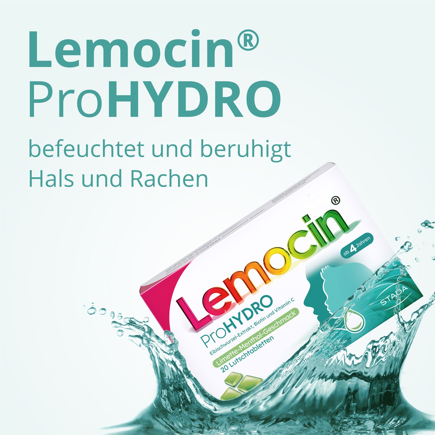 Lemocin® ProHYDRO für zwischendurch – Lutschtabletten mit Vitamin C, Biotin und Eibischwurzelextrakt zur Beruhigung und Befeuchtung von Hals und Rachen